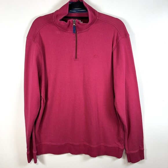 Sothern Tide Mens Large 1/4 Zip‎ Pullover Sweater Golf Pink Red Preppy Athletic - Picture 1 of 10